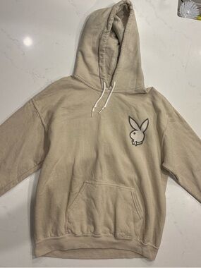 PLAYBOY Tan Bunny Logo Pullover Hoodie